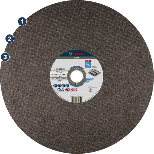 Disco de corte Bosch PRO para metal, para uso universal em metais.