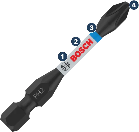 Punta de destornillador Bosch PH2 de doble extremo.
