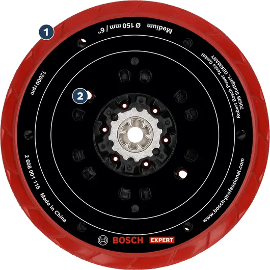 Bosch Expert Spider bagskive med rød kant til slibere.