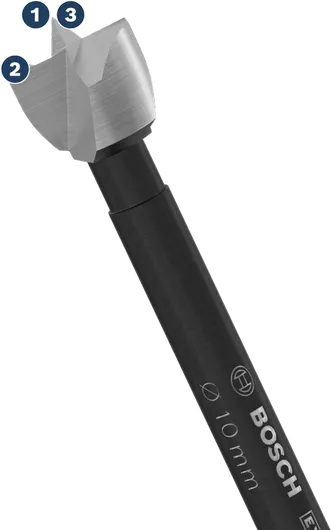 Mèche Forstner araignée Bosch 10 mm pour un perçage précis du bois.