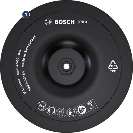 وسادة دعم Bosch برو 125 مم ملحق بخطاف وحلقة.