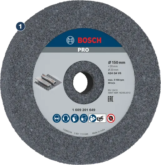 Bosch slipskiva för metall, 150 mm diameter.