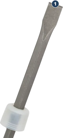 Accessorio scalpello Bosch con lama piatta per demolizione.
