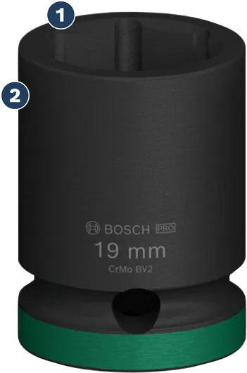 Vaso Bosch PRO Impact de 19 mm con anillo verde.