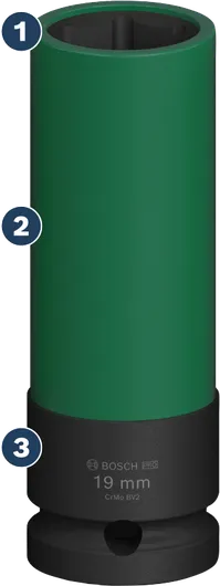 Vaso de impacto Bosch PRO de 19 mm extra profundo con cubierta de PET.