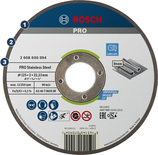 Disque de coupe Bosch PRO en acier inoxydable pour inox.