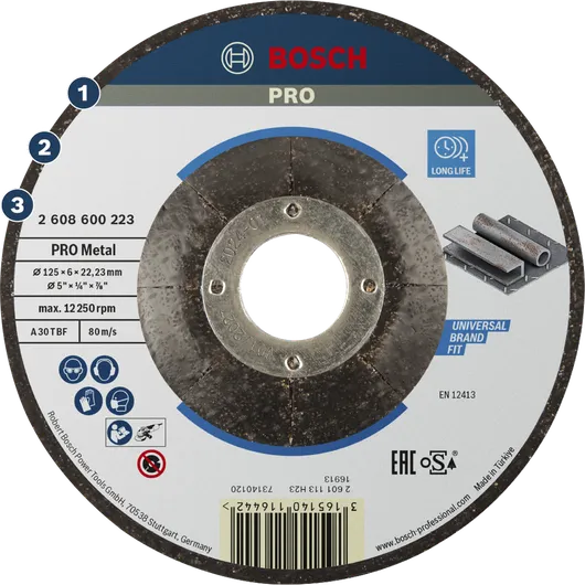 قرص الطحن المعدني Bosch PRO مناسب للعلامة التجارية العالمية.