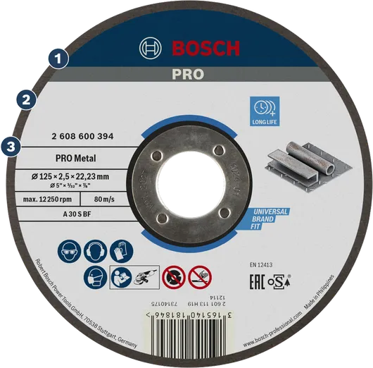قرص قطع المعادن Bosch PRO للأعمال المعدنية العالمية.