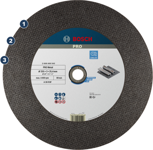 قرص قطع المعادن Bosch PRO لعمر طويل.