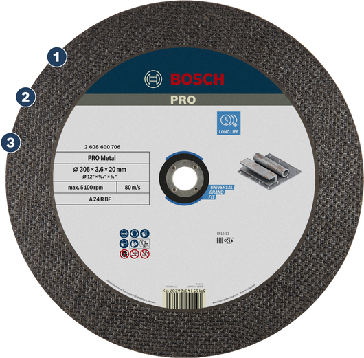 قرص قطع المعادن Bosch برو 305 × 3.6 × 20 مم.