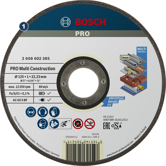 Bosch PRO Multi Construction Trennscheibe für verschiedene Materialien.