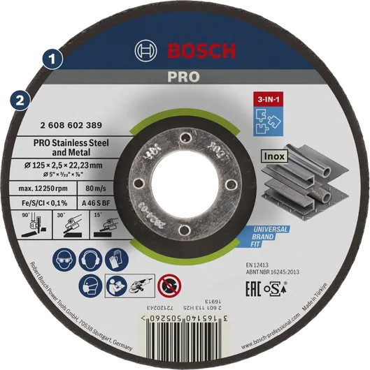 Bosch PRO stainless steel and metal cutting disc.