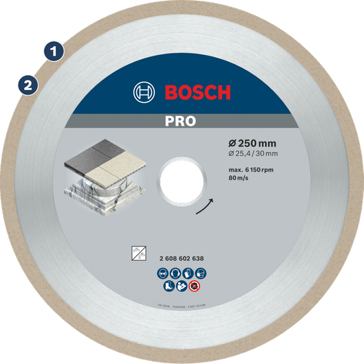 Disco da taglio diamantato Bosch PRO per piastrelle e pietra.