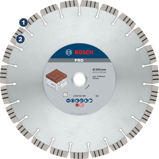 Bosch Pro Diamanttrennscheibe für Ziegel und Beton.