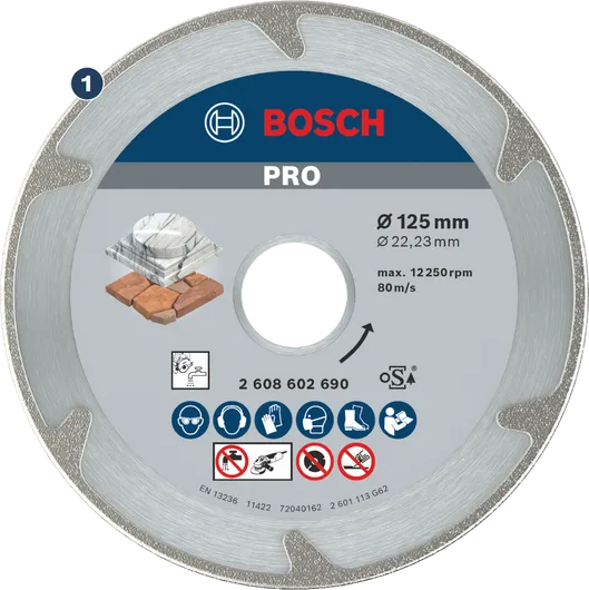 قرص القطع الماسي Bosch PRO مقاس 125 مم للحجر والبلاط.