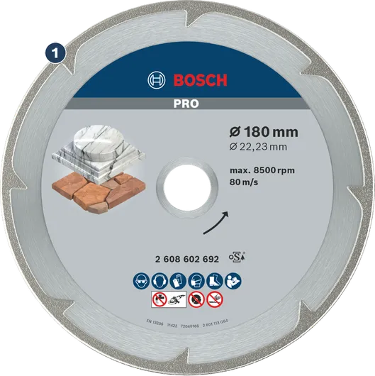 قرص قطع الماس من Bosch للحجر والبلاط، 180 ملم.