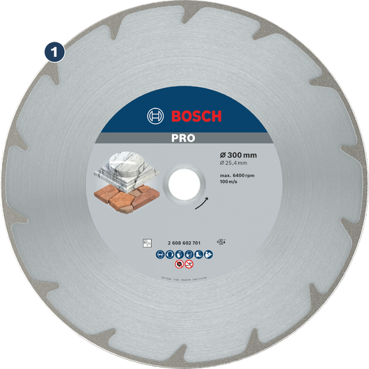قرص القطع الماسي Bosch PRO 300 مم للحجر.
