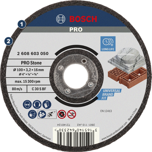 Bosch PRO Stone Cutting Disc 100 x 3.2 mm for stone.
