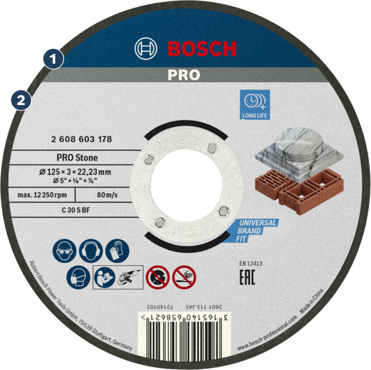 Bosch PRO Steintrennscheibe für Stein und Ziegel.