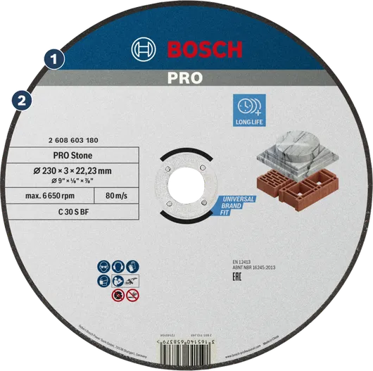 قرص قطع الحجر Bosch PRO لعمر طويل وملاءمة عالمية.