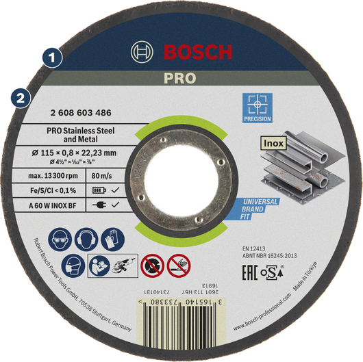 Bosch PRO skæreskive i rustfrit stål og metal.