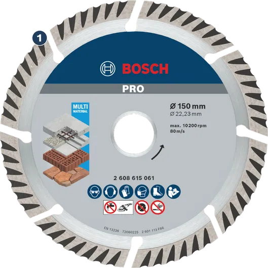 Disco da taglio diamantato multimateriale Bosch Pro da 150 mm.