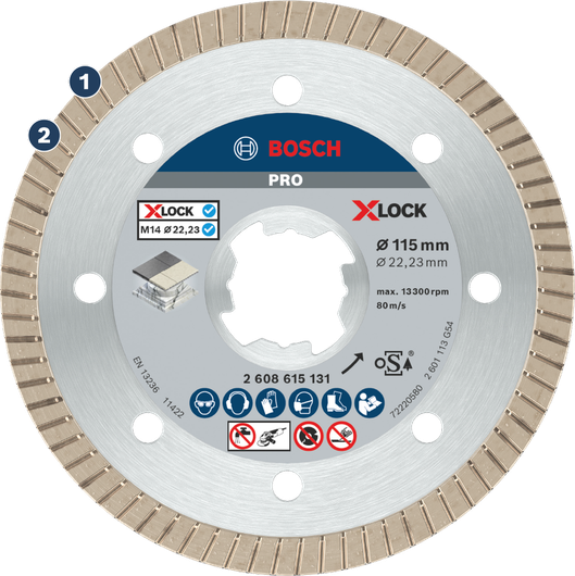 قرص القطع الماسي Bosch X-LOCK مقاس 115 مم للبلاط.