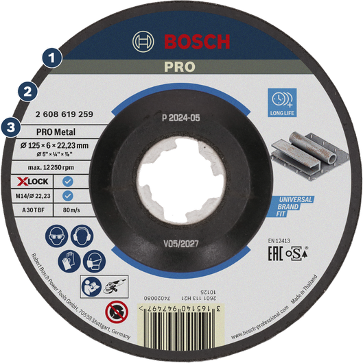 Disque à meuler Bosch PRO Metal X-LOCK pour métaux.