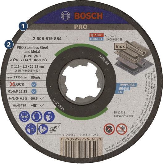 Disco de corte Bosch PRO para acero inoxidable y metal.
