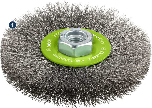 Bosch PRO stainless steel clean wire wheel, M14 thread.