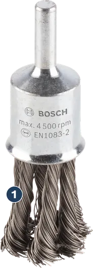 Cepillo de copa de alambre Bosch para limpieza de superficies.