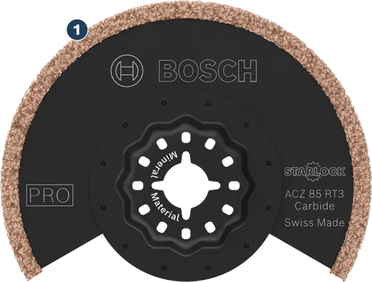 Bosch ACZ 85 RT3 carbide Starlock cutting blade.