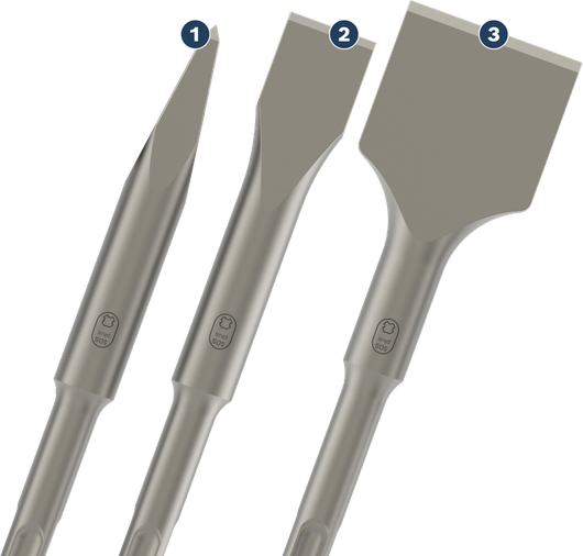 Jeu de 3 burins Bosch PRO SDS plus-4C 140 mm.