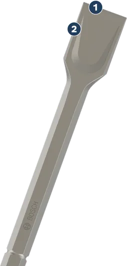 Burin plat Bosch SDS-plus pour travaux sur béton ou maçonnerie.