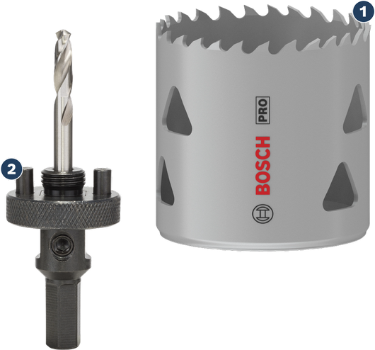 Bosch hole saw and arbor adapter set.