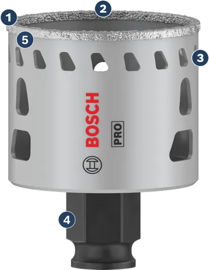 Bosch diamond grit hole saw for tiles and ceramics.