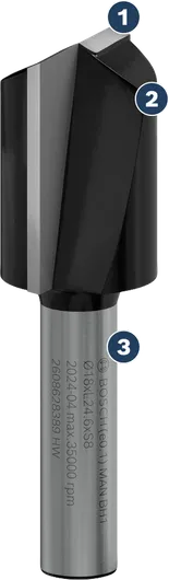 Broca Bosch para fresadora para biselar madera.