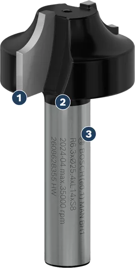 Bosch router bit for wood grooving.