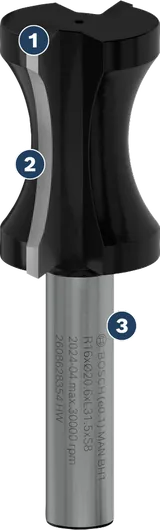 Bosch PRO Router Bit Staff Bead R16 مع ساق 8 مم.
