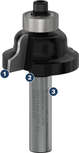 Bosch router bit for edge rounding.