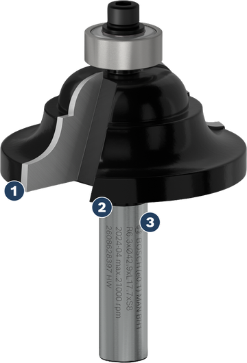 Bosch PRO Router Bit Cove and Bead R 6.3 with 8 mm shank.