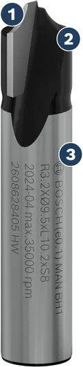 Bosch PRO Router Bit Beading R 3.2 mm for precise edge forming.