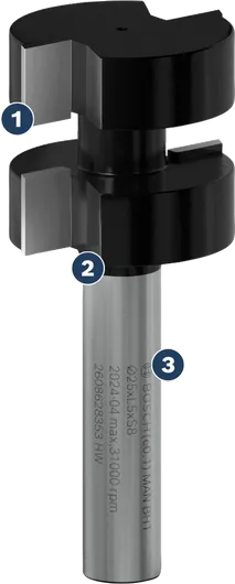 Bosch PRO Router Tongue Jointing Bit, 25 mm diameter.