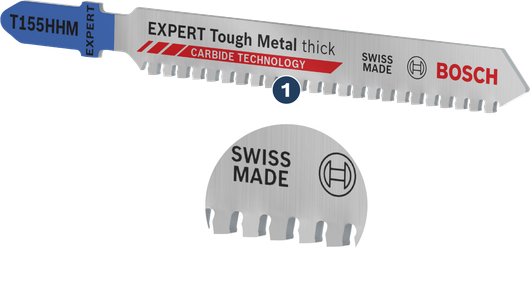 Bosch ЕКСПЕРТ Тough Metal дебело Т155ХХМ сечиво убодне тестере са карбидним зупцима.