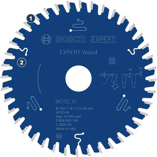Пильный диск Bosch Expert Wood для точной резки древесины.