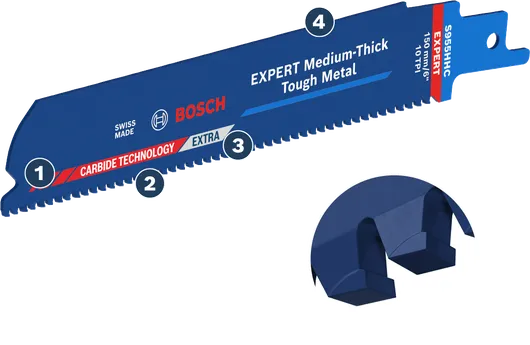 Bosch Expert Tough Metal saw blade with carbide teeth.