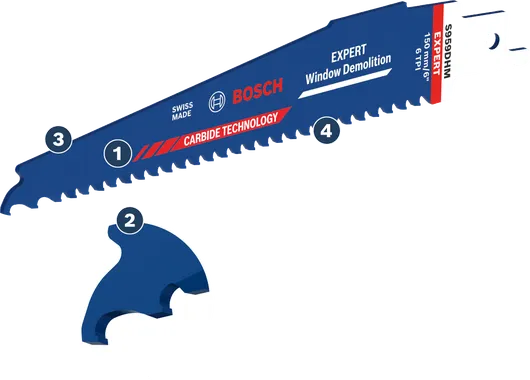 Bosch Expert Window Demolition saw blade with carbide technology.