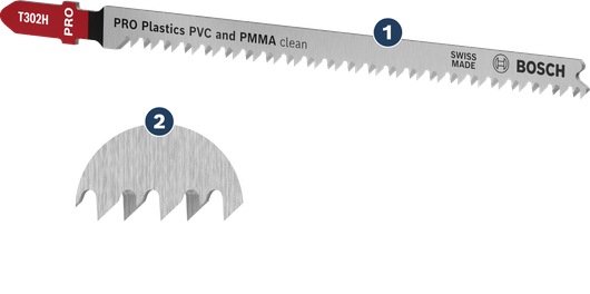 شفرة منشار الترددية Bosch T302H لقطع PVC و PMMA بشكل نظيف.