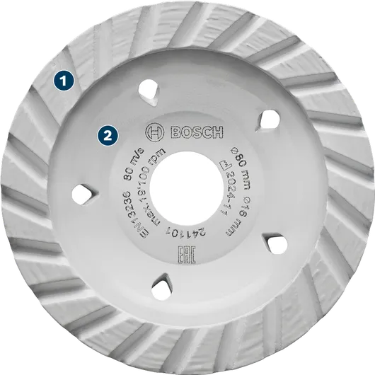 Bosch diamond cup wheel for fast concrete grinding.