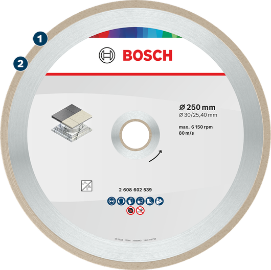Bosch diamond cutting disc for tile and stone, 250 mm.